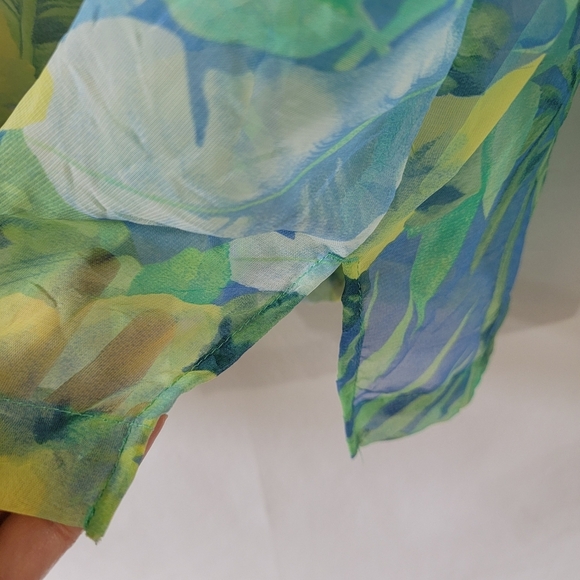 Jessica London Dress + Blouse Twinnie Set 22 Green Hawaiian Tropical Linen Blend - Picture 9 of 13